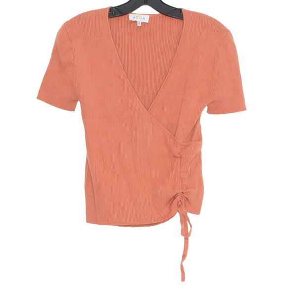 ACOA Top Faux Wrap Cottage Romantic Boho Feminine Preppy Minimalist Y2K Medium - Picture 1 of 3